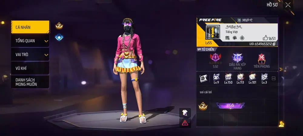 Đặt tên cái nơ trong game Free Fire