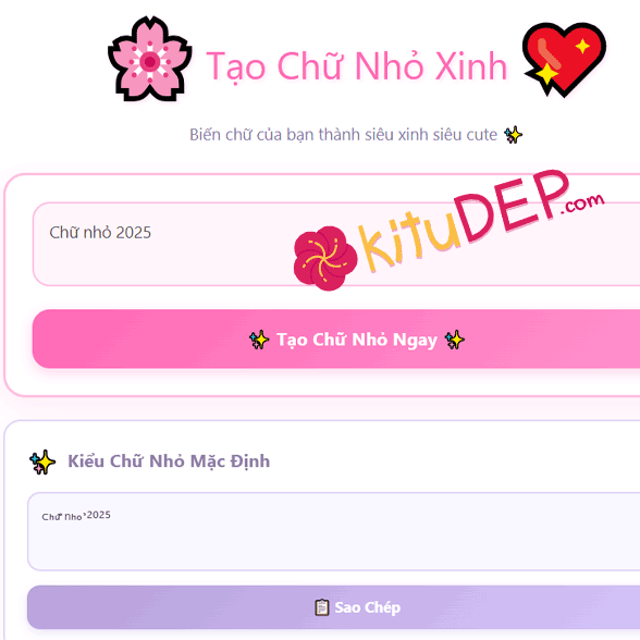 Tạo kí tự đặc biệt Chữ Nhỏ kituDEP.com