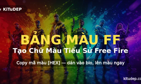 Bảng màu FF tạo chữ màu tiểu sử Free Fire