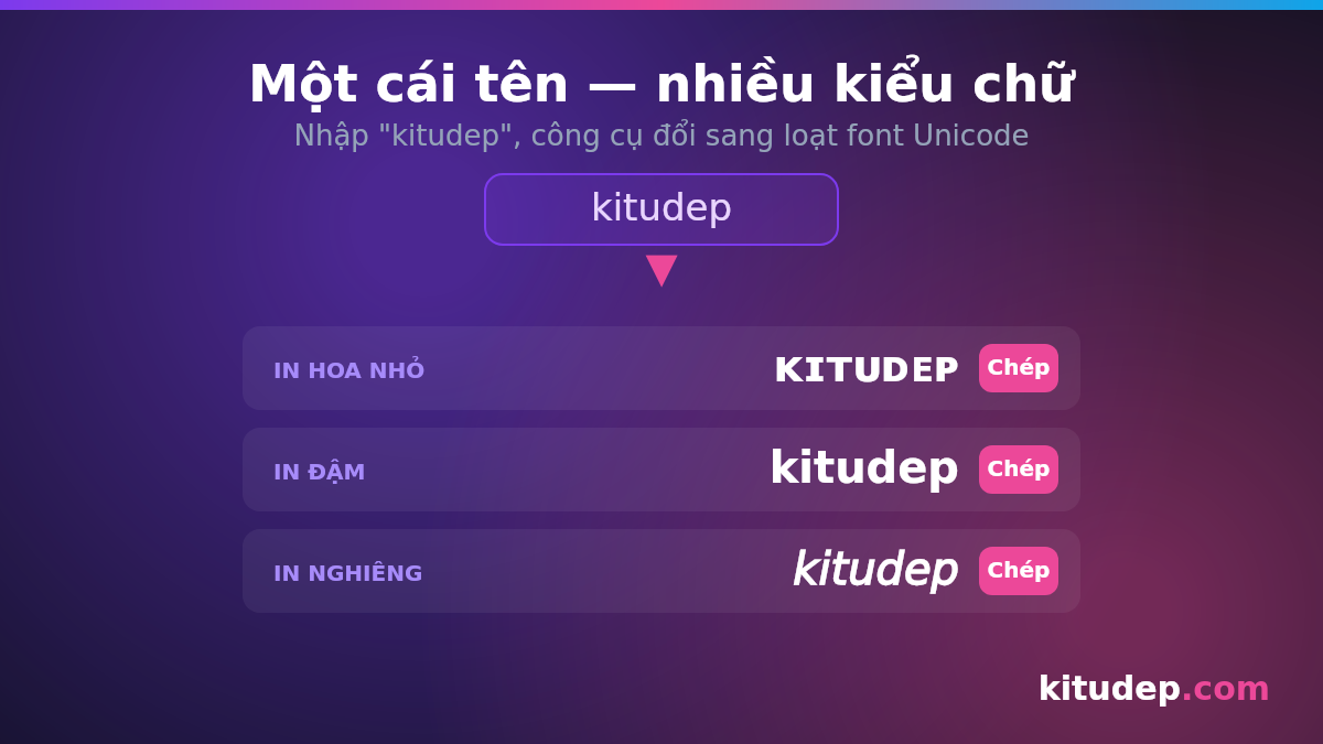 Đổi tên sang nhiều kiểu chữ bằng kí tự đặc biệt chữ